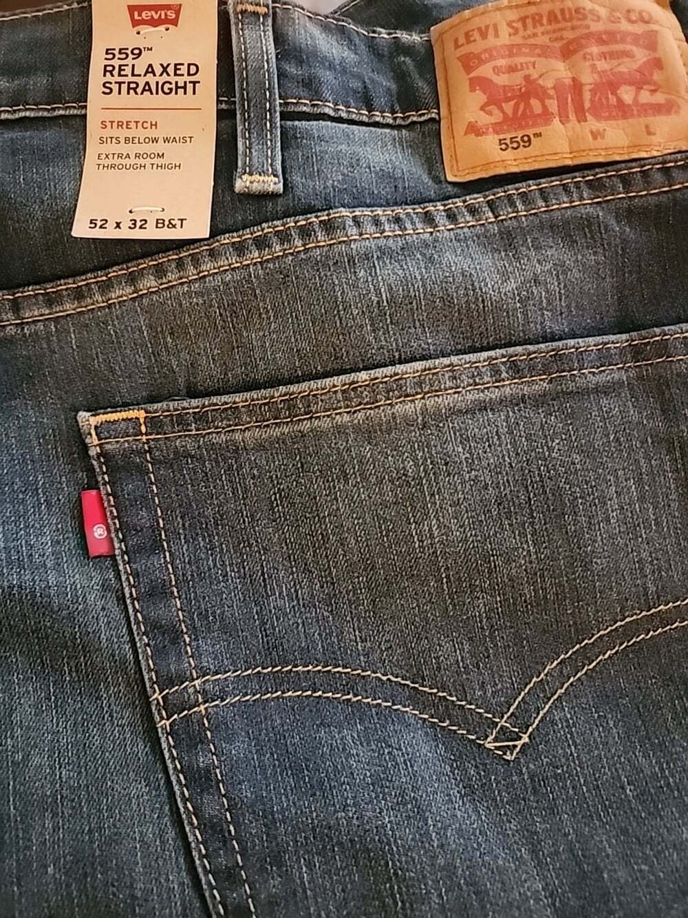 Levis 559 Relaxed Straight Jeans Mens 52x32 Denim NEW NWT Big Tall L100 Comfy